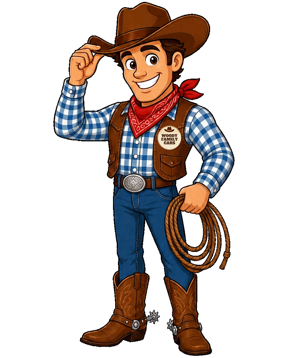 Woody the Cowboy, mascot of Woody Family Cars